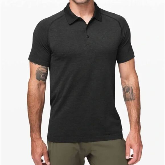 Men Lululemon Metal Vent Tech Polo Shirt in Deep Charcoal Grey Size Medium - Picture 1 of 8